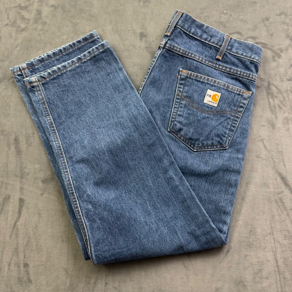 Carhartt FR Flame Resistant Jeans Mens 36x30 Blue Denim Work Pants FRB160 DNM